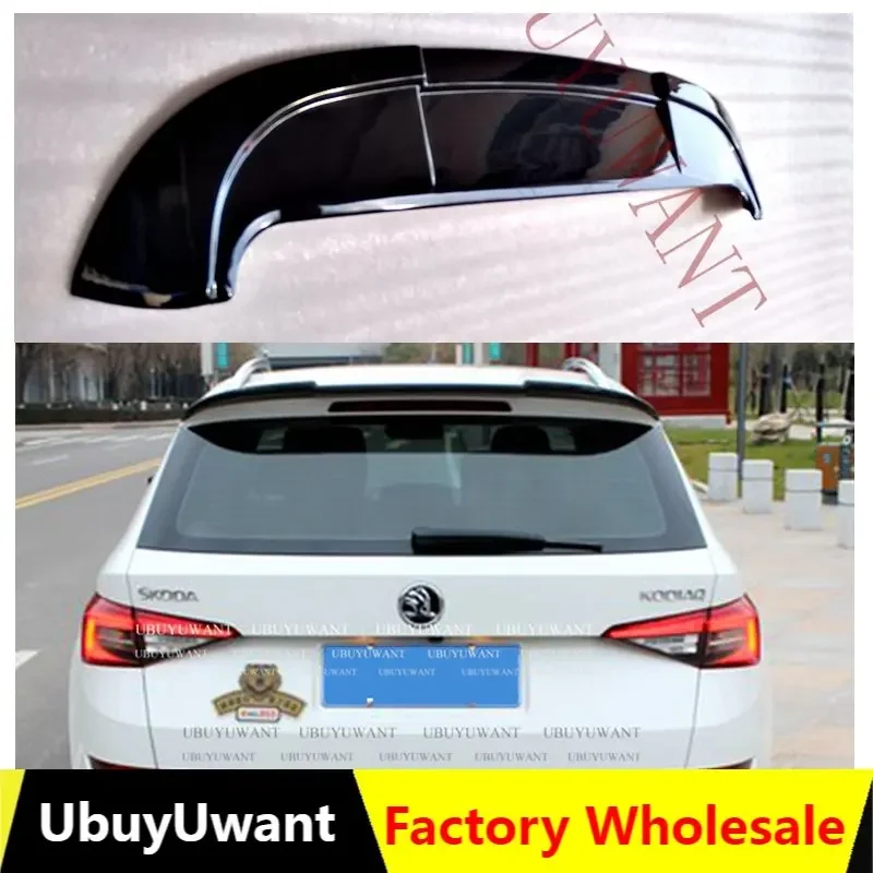 For Skoda Kodiaq Spoiler 2017 2018 2019 ABS Plastic Material Carbon Fiber Look Trunk Guide Wing Spoiler Car Accessories