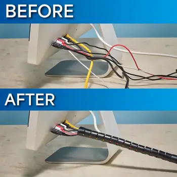 電線收納整理器 10英尺可調式電線蓋 簡易拉鍊工具 家用 辦公室 宿舍 電視 電腦保護 8 最佳銷售 電線隱藏器 - №1