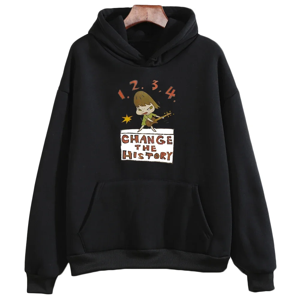 Yoshitomo Nara Change History Hoodie Alphabet Print Fun Graphic Kawaii Hoodie Unisex Long Sleeve Autumn and Winter Clothing