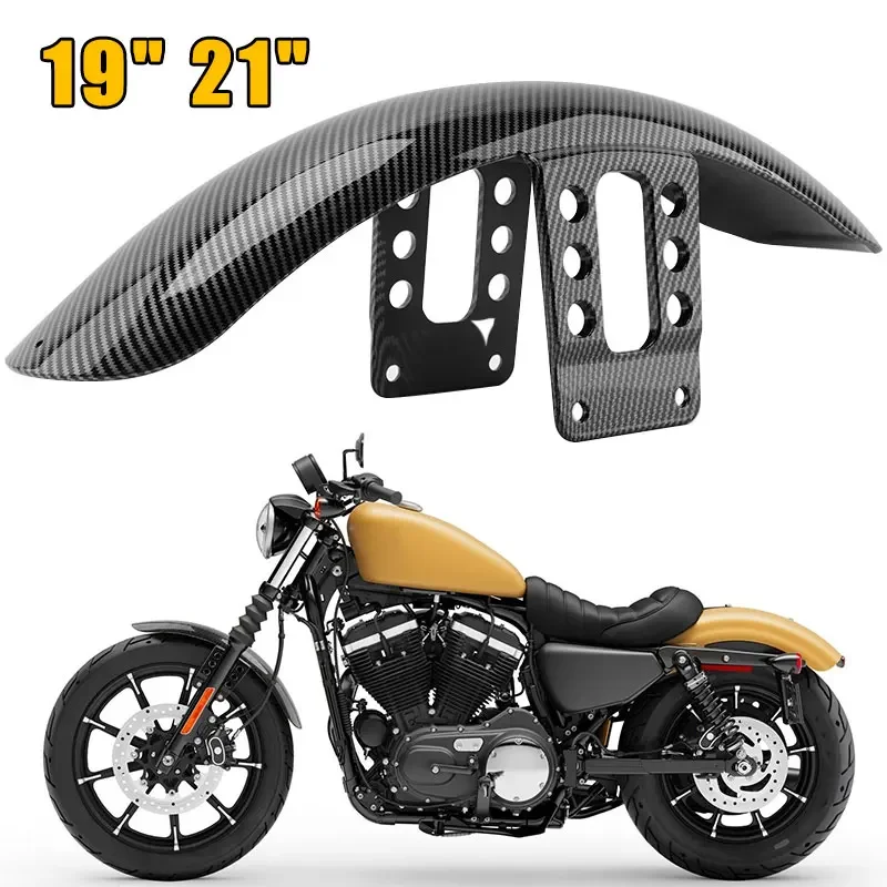 

19" 21" Motorcycle Glossy Carbon Fiber Front Fender Mudguards Cover For Harley Sportster Iron 1200 XL 883 XL1200 48 72 1988-up