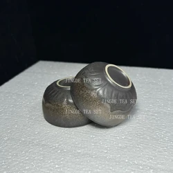 1 Pcs Chinese Antique Ceramic Teacup Meditation Cup Gilding Process Handmade Boutique Pottery Tea Bowl Master Cup Tea Set 50ml