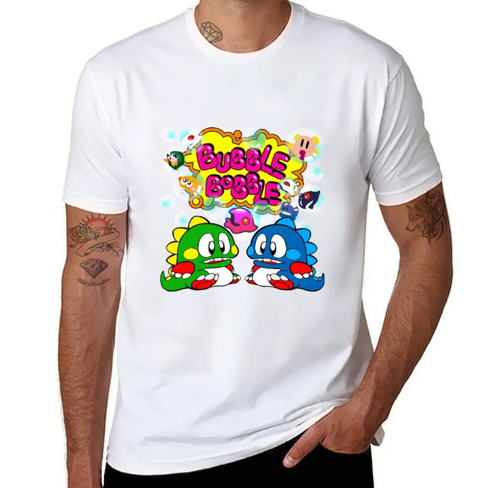تي شيرت Bubble Bobble Retro تي شيرت مع مطبوعات تي شيرت أنيمي