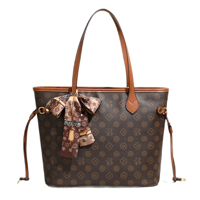 

Большая сумка с принтом монограммы 2025 года, винтажная женская сумка через плечо, просторная пригородная сумка через плечо, роскошная сумка «день-ночь», текстурированная