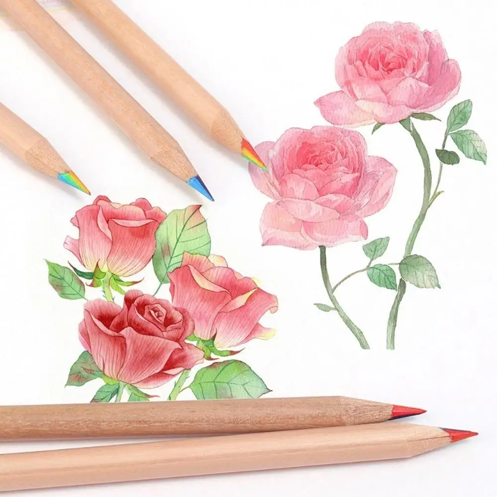 Lápices de madera de colores, lápices de dibujo de colores, grafiti, gradiente, Arco Iris, arte, dibujo, colorear bocetos, 7 colores en 1, G7Y9