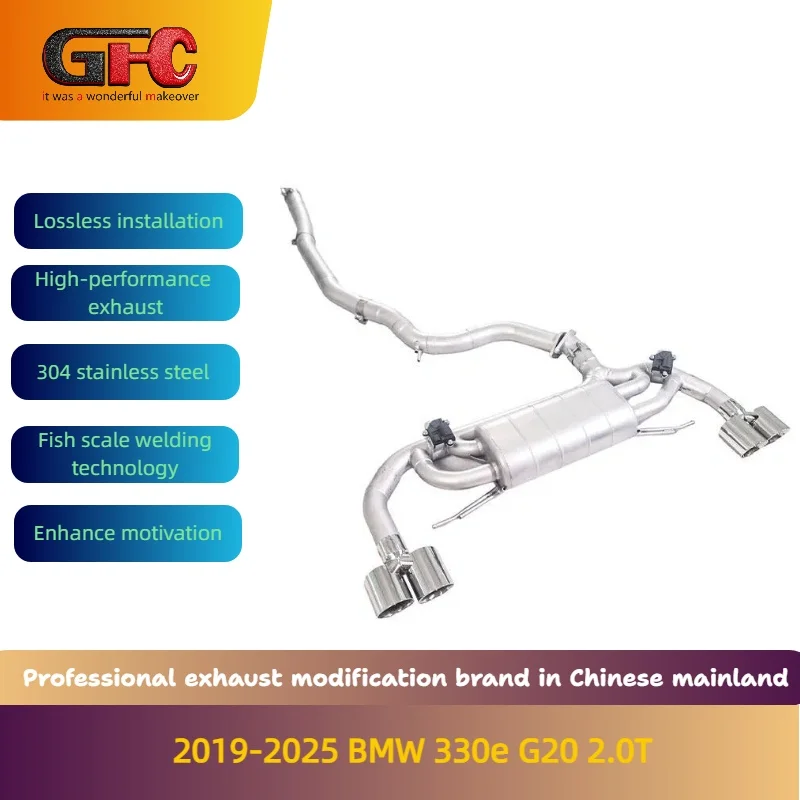 GFC Rear Valvetronic Muffler Compatible for  2019-2025 BMW 330e G20 2.0T High Performance 304stainless steel Exhaust Pipe
