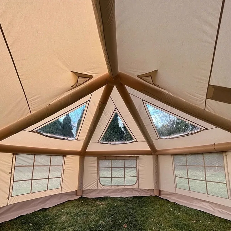 Hexagonal camp inflatable tent outdoor thickened rainproof large camping tent portable quick-opening