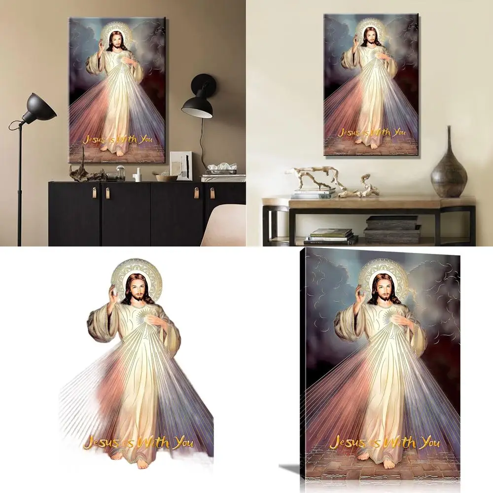 

Sacred Heart of Jesus Canvas Art - Divine Mercy Catholic Decor for Home, 24x36 Inches