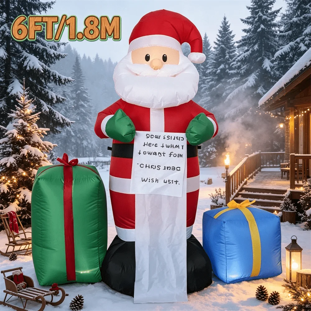 Père Noël Gonflable Lumineux 1,8 m avec Cadeaux – photo 1