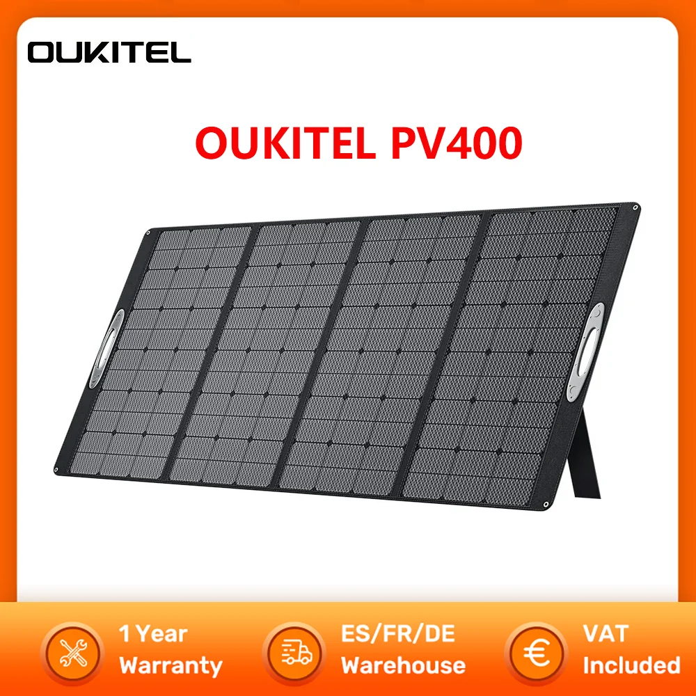 OUKITEL PV400 400W Foldable Solar Panel 48V 12A with Kickstand 23% Energy Conversion Rate IP65 Waterproof  Size 1048*2333*25m