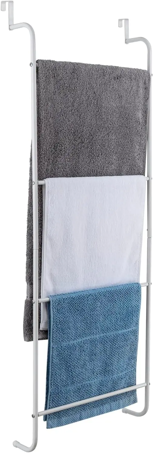 

4 Tier Over The Door Towel Rack, Bathroom Towel Holder Ladder, Space Saving Over Shower Door Drying Rack for Towels & Bl