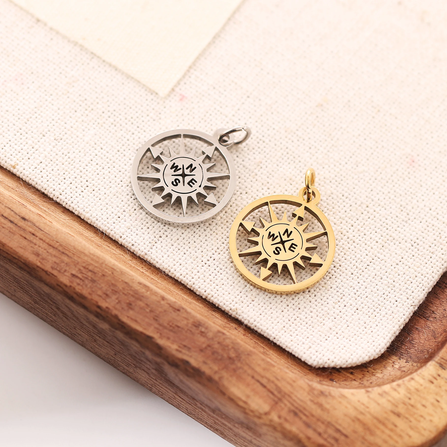 5pcs nautischer Kompass Charms Edelstahl Hawaii Sea Charm Anhänger DIY hand gefertigten Schmuck für Ohrringe Armband Halskette machen – Detail 6