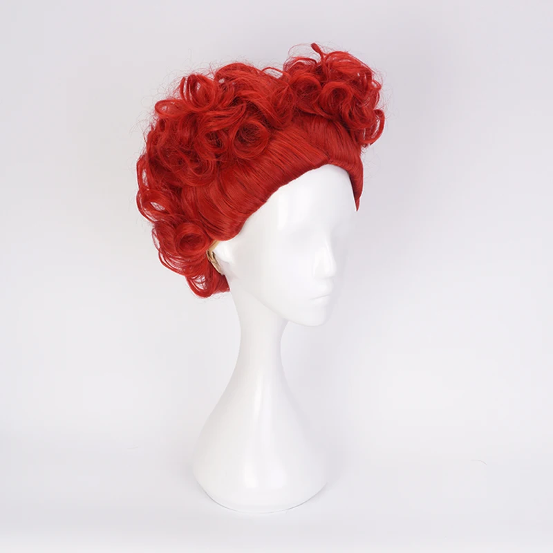 Anime Alice in Wonderland The Red Queen Red Short Curly Wig Cosplay Costume Heat Resistant Synthetic Hair Women Cosplay Wigs