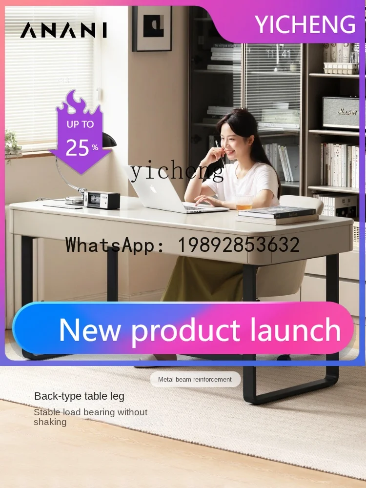 

LYY Solid Wood Desk Modern Stone Plate Office Desk Computer Desk Study Table