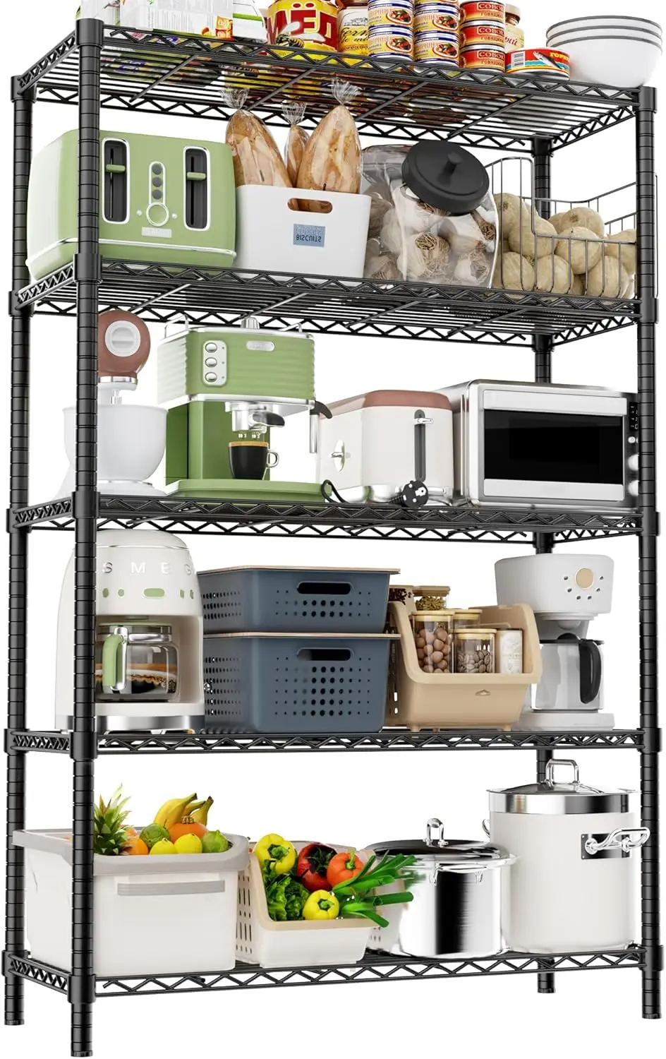 

Storage Shelves Heavy Duty, 36"" L X 14"" W X 72"" H Garage Wire Shelving Unit Loads 1750Lbs, 5-Tier Adjustable Metal