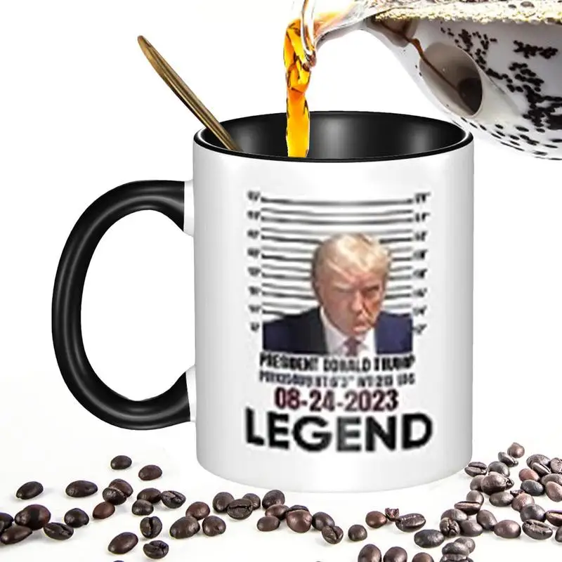 Never Surrender Mug Trump Pattern Coffee Cup Never Surrender Funny Trump Mugshot Coffee Cup For Coffee Juice Whiskey Water Beer