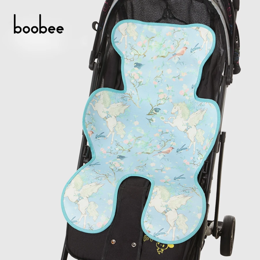 1Pc Baby Stroller Mat, Breathable Baby Safety Seat Mat, Washable - Machine Washable, Suitable for Various Scenes, Printed Animal Patterns, Infant Dining Chair Stroller Mat, Summer Universal Ice Silk Baby Stroller Artifact.