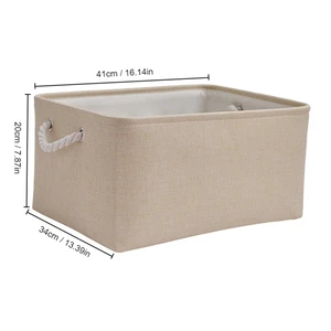 1pc Beige/grauer Aufbewahrungskorb Klapperlager Stoffschrank Kleiderschrank Büroraumraum Waschkorb mit Riemen 10 Hauptverkaufskörbe von Morgenkaffee - №7
