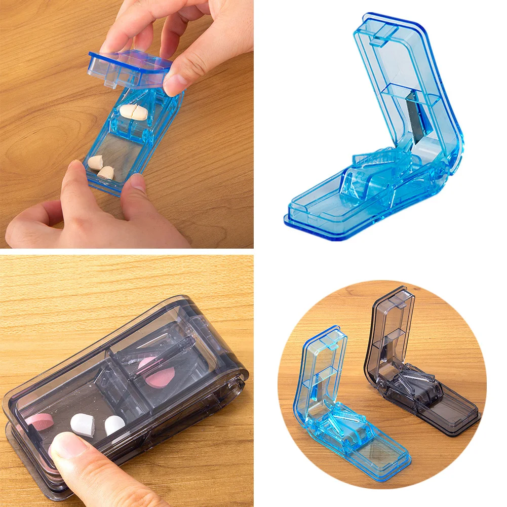 1Pc Pill Cutter Medicine Box Pill Cutting Splitter Drugs Tablet Cutter Divider Portable Storage Case Pill Box Pill Case Splitter