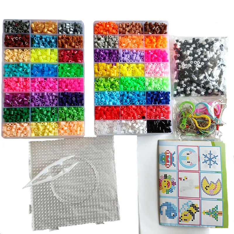 Perler Beads Kit 5mm/2.6mm Hama beads Whole Set with Pegboard and Iron 3D Puzzle DIY Toy Kids Creative Handmade Craft Toy Gift