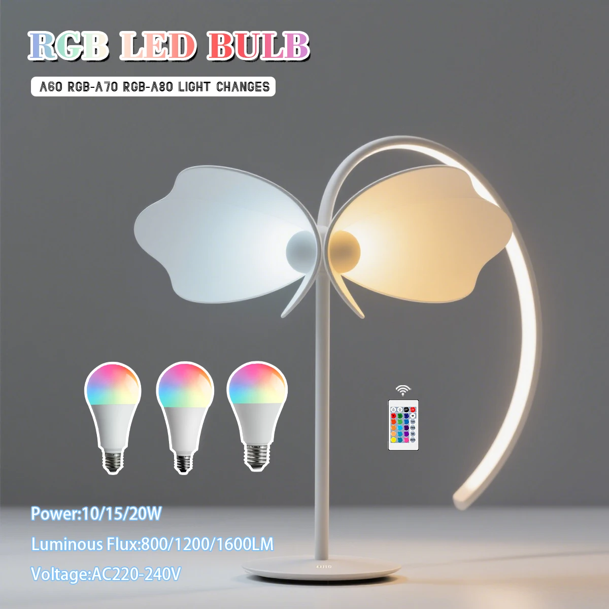 5 قطعة/الوحدة 10 واط 15 واط 20 واط E27 RGB عكس الضوء لمبة 240 فولت 220 فولت مصباح 16 ألوان التحكم عن بعد RGBW ضوء يعتم لمبات لغرفة المعيشة