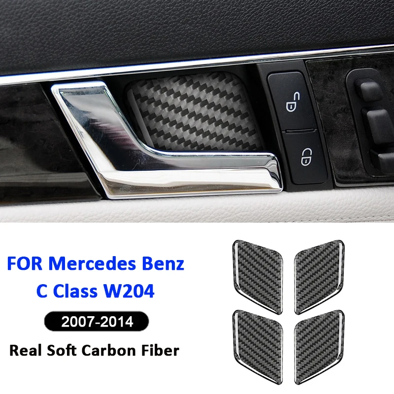 

For Mercedes Benz C Class W204 2007-2014 Carbon Fiber Car Pull Handle Door Bowl Panel Ring Cover Decorative Modification Sticker