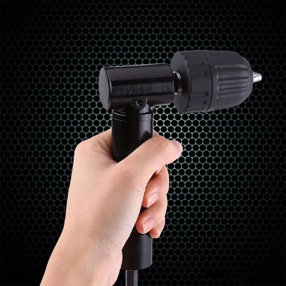 90 Degrees Right-angle Adapter Right Angle Bend Professional Drilling Extension Chuck Cordless Drill Attachment Black
