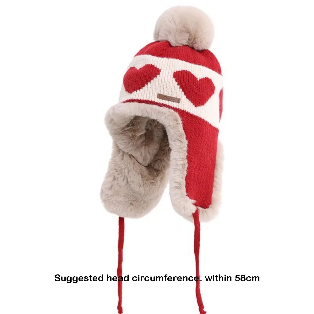 Уютная утолщенная вязаная шерстяная шапка с помпонами, дизайнерская зимняя шапка с принтом любви, шапка-бини, уличная зимняя шапка