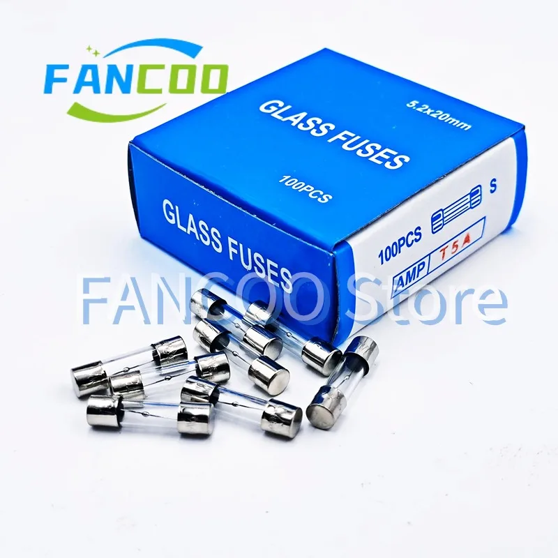 Glass tube 5x20mm T0.5A T1A T1.25A T1.5A T1.6A T2A T2.5A T3A T3.15A  T4A T5A T6A T6.3A T7A  T8A  T10A T12A  250V Slow melting