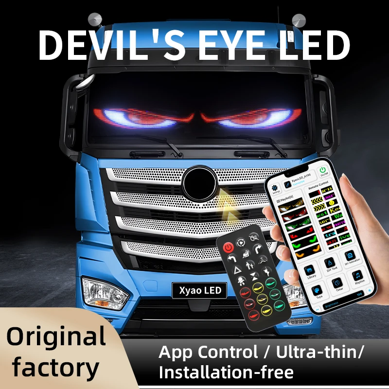 2PCS LED Vehicle Signs Devil's Eyes LED Flexible Screen 16 X 96px FPCB Soft Screen LED Scrolling Sign with Remote Control LED Programming Screen DIY Text Animation LED Window Sign for Trucks and Vans