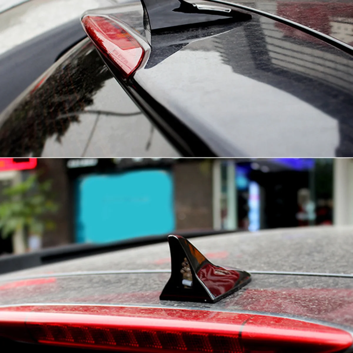 Ingenious-Universal Solar LED Light Car Fin Antenna Roof Tail Modified Light Belt Antenna Driving Safety Warning Light Black Eas