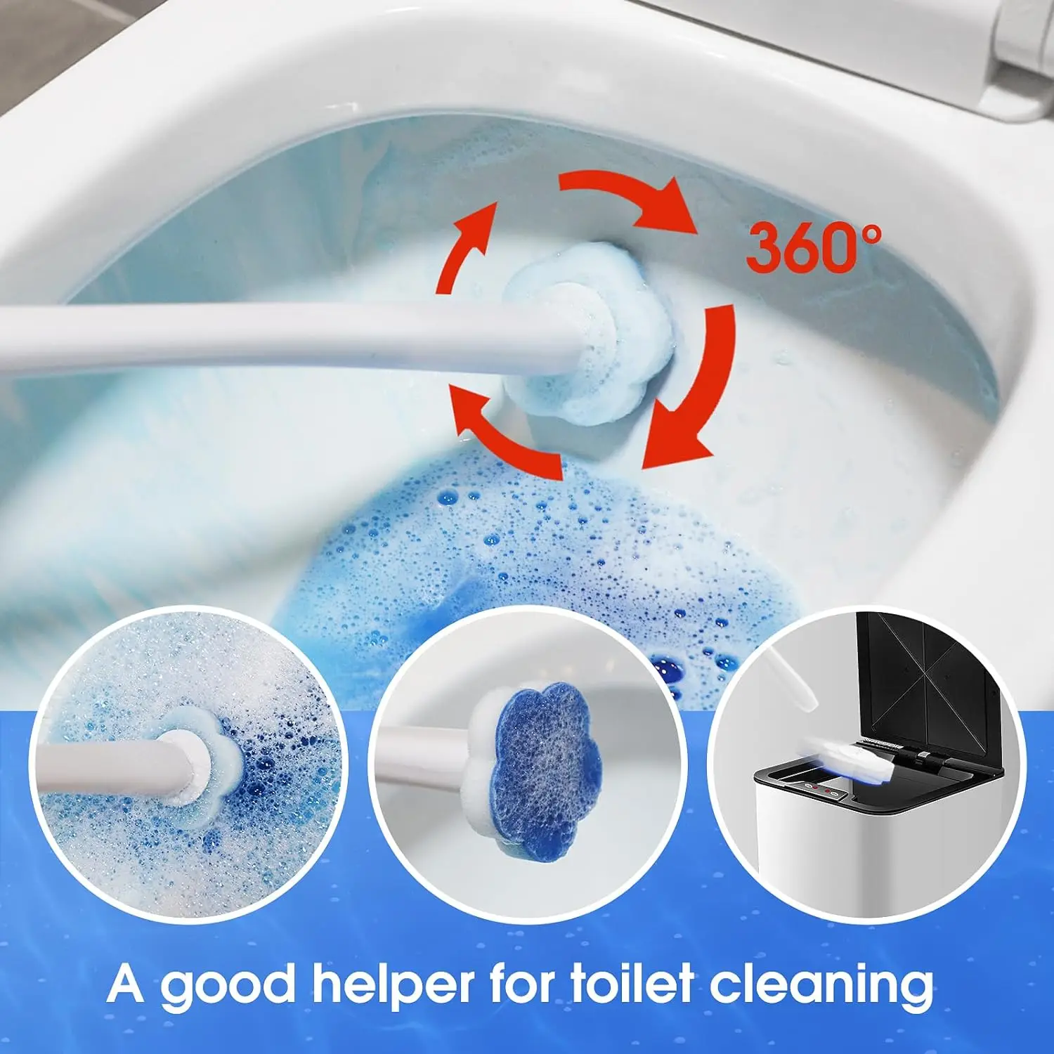 Disposable Toilet Bowl Brush with 36 Toilet Wand Refills, Toilet Bowl Cleaner Wands, Toilet Cleaning System Starter Kit view 3