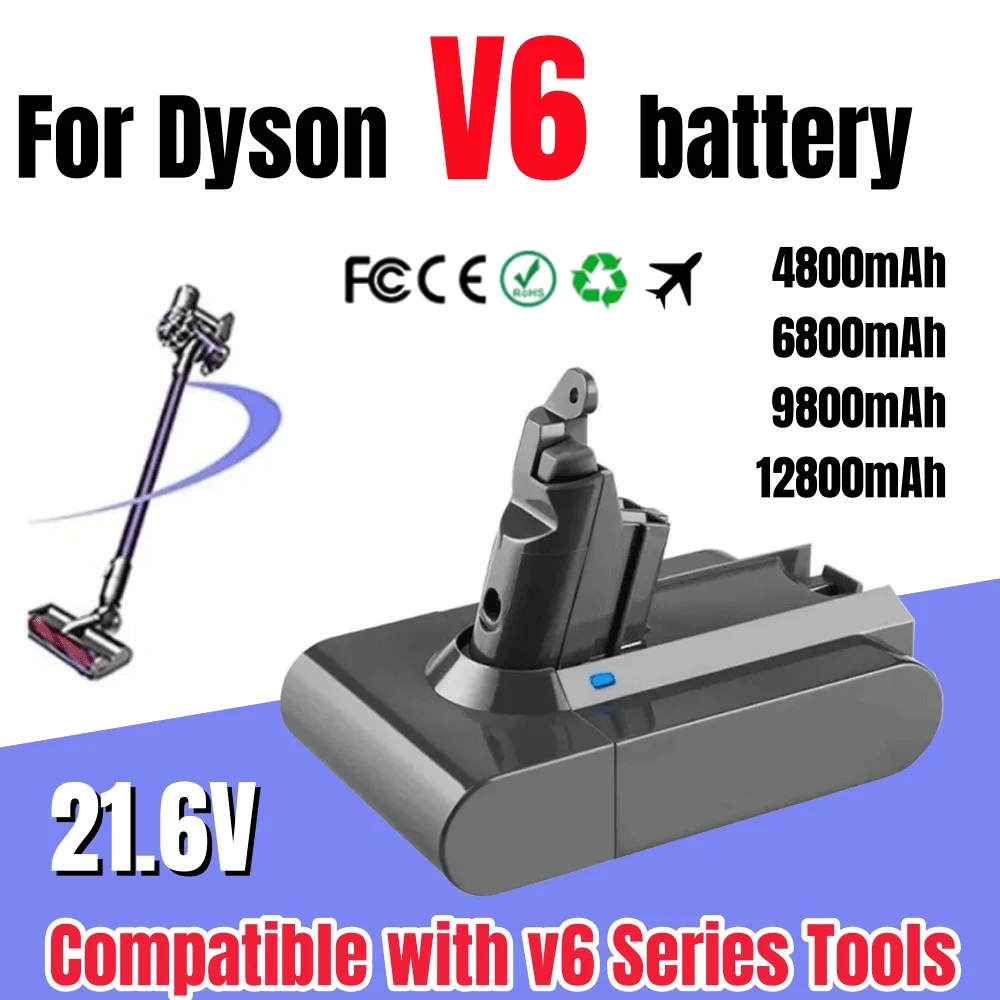 for Dyson V6 DC58 DC59 DC61 DC62 DC74 SV07 SV03 SV09 Vacuum Cleaner Battery For Dyson dc62 battery 12800mAh 21.6V Li-ion Battery