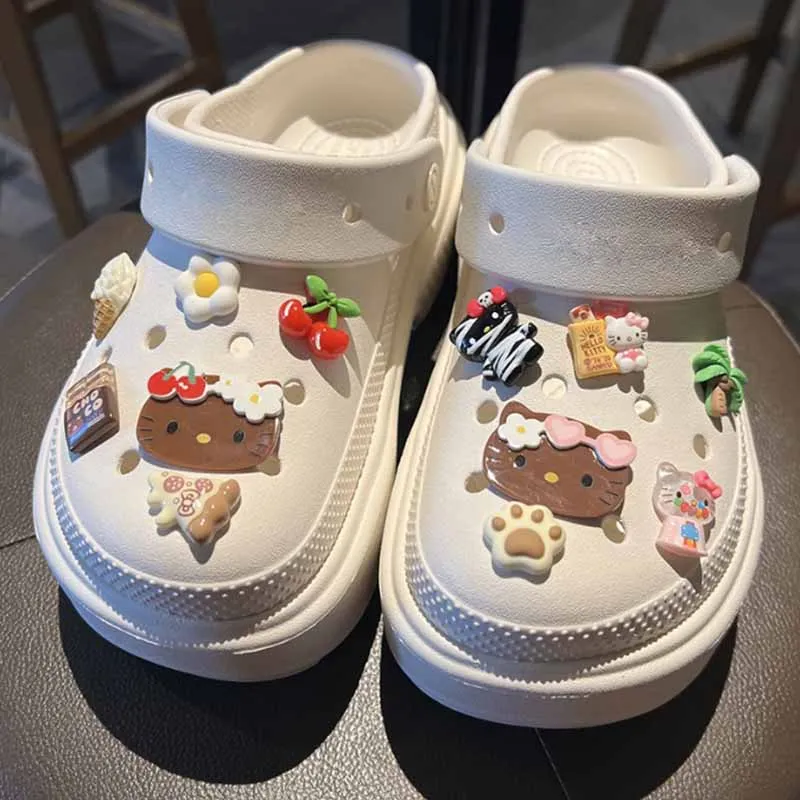 Miniso Charakter Hallo Kitty Set Schuhe Charms für Clogs Sandalen Dekoration PVC Cartoon Schuh zubehör Charms für Freunde Geschenke