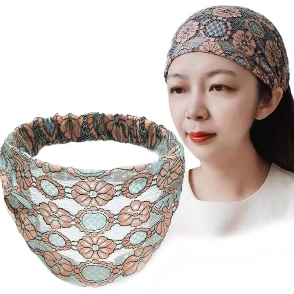 Sweet Non Slip Mesh Flower Headband Hair Hoop Lightweight Lace Hairbands Headwear Headdress Wide Side Head Wrap Mother