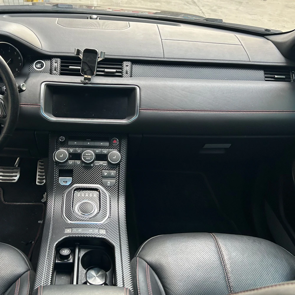 Carbon Fiber Interior car Sticker For Land Rover Range Rover Evoque 2014+Central Console Gear Shift Panel Door Handle Cover Trim