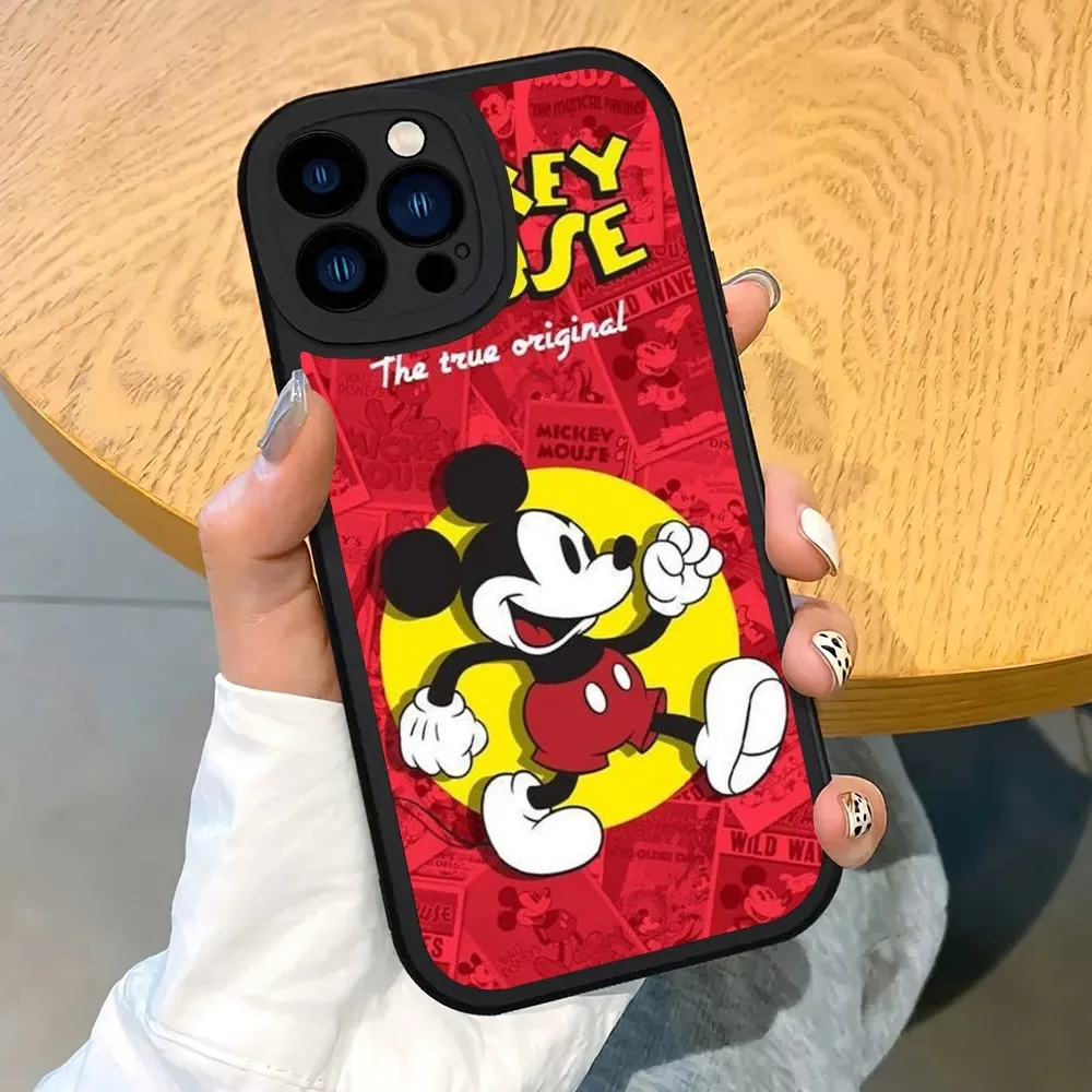 MINISO Disney M-Mickey M-M-ouse Phone Case For iPhone 14 15 11 12 13 X XR Pro MAX Plus Lens Protective Leather Soft Back Cover