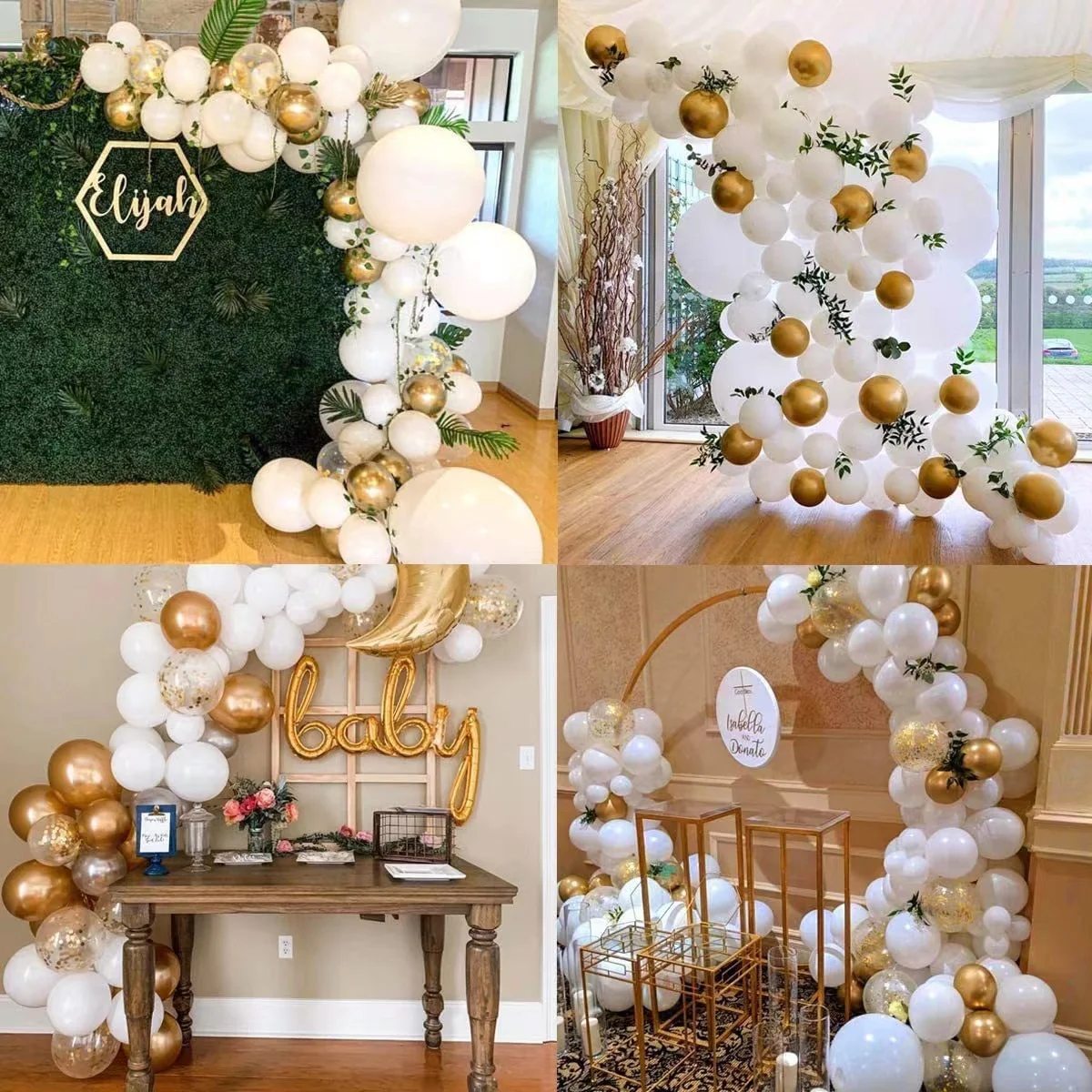 108PCS Weiß Ballon Garland Arch Kit Gold Metallic-Ballons für Geburtstag Hochzeit Bachelorette Engagement Baby Dusche Dekoration