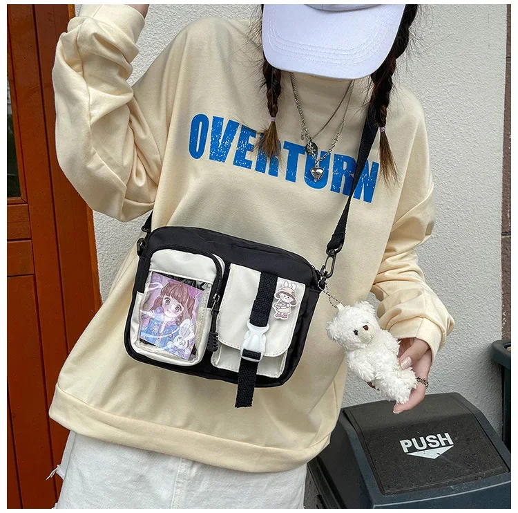 Frauen Leinwand Kleine Umhängetaschen Casual Nette Student Mädchen Umhängetasche Damen Telefon Geldbörse Handtasche Schulter Tasche – Detail 3