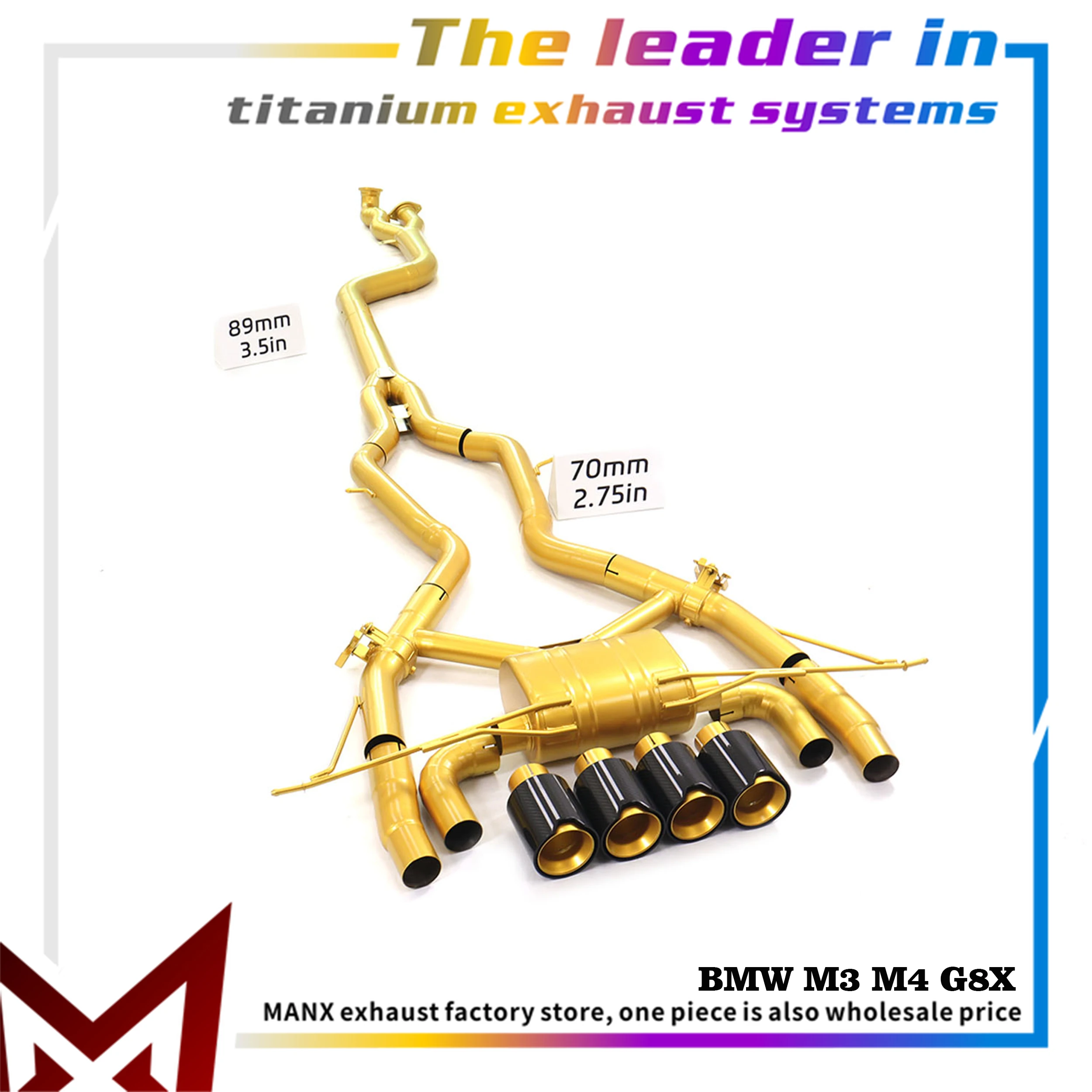 

MANX Car Exhaust System For BMW M3 M4 G8X With Titanium Alloy Catback With Muffler And Valve