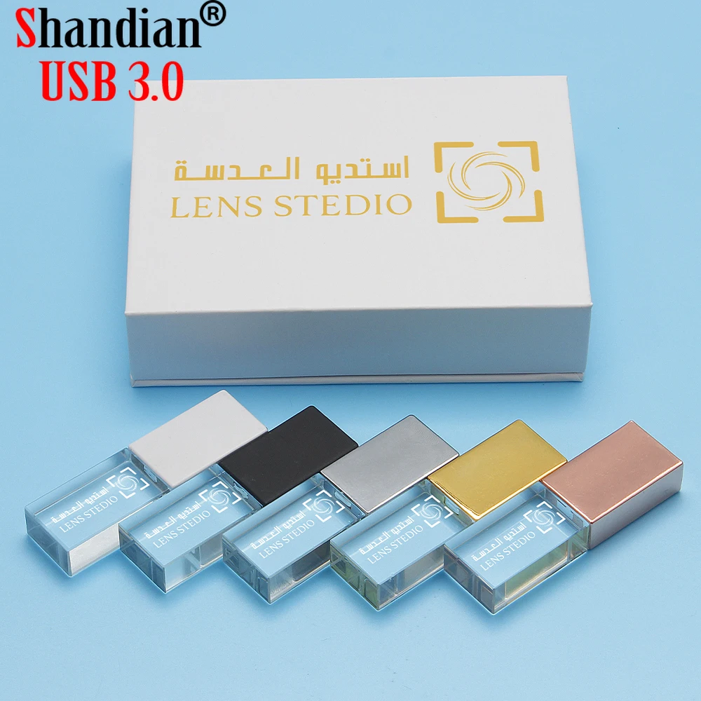 DIANDIANUSB Crystal USB 3.0 Flash Drive 128GB Free Custom Logo Pen Drive 64GB 32GB 16GB Memory Stick Creative Gift U Disk 8GB