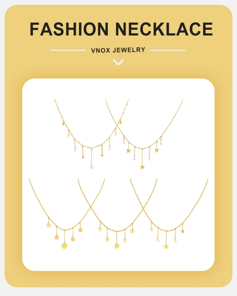 Vnox Zierliche Imitationsperlen-Quasten-Halskette für Damen, vergoldet, mit Schleifen- und Herzanhänger, Tropfen- und runder CZ-Kette, Partyschmuck – Detail 1