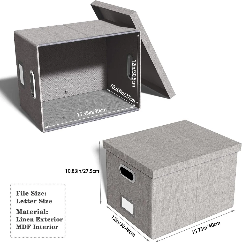 Organizzatore di File grigio semplice organizzatore di File legale per lettere di archiviazione per ufficio pieghevole con coperchio in lino adatto