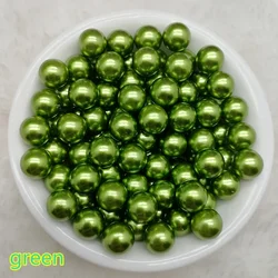 New 4 / 6 / 8 /10mm Green No Hole Beads Acrylic Round Pearl Loose Beads For Jewelry Making DIY