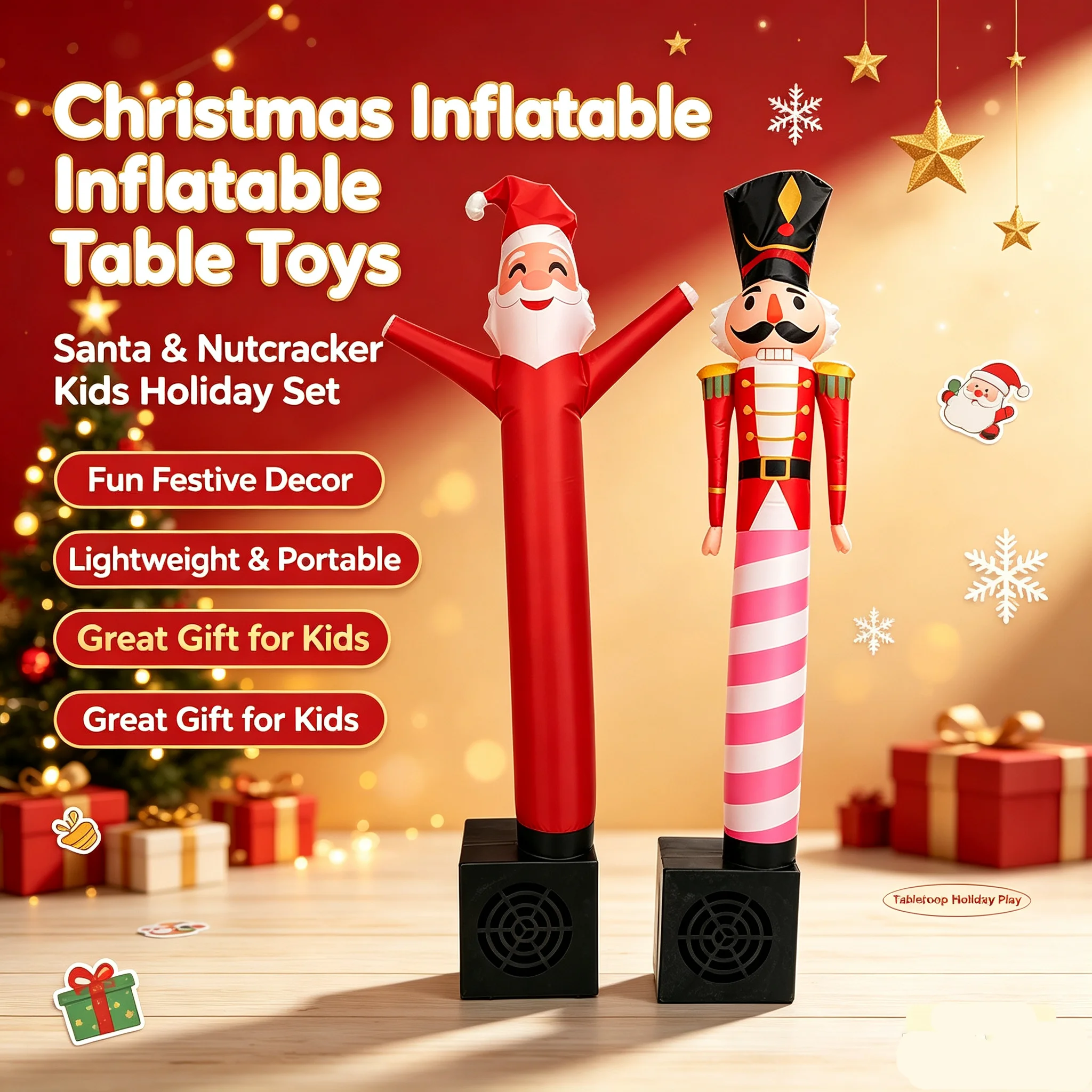 Christmas Inflatable Wavy Dancer, Santa Air Puppet Tabletop Dancing Inflatable Toy with Type-C Kids Gift for Xmas Party Desktop
