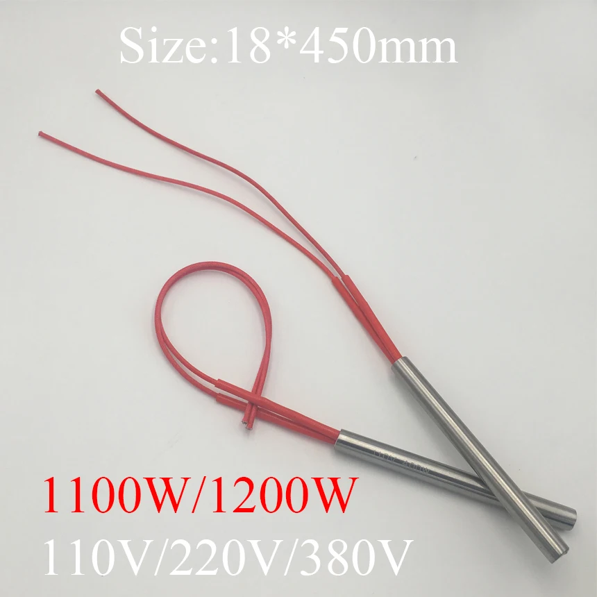 

18x450 18*450mm 1100W 1200W AC 110V 220V 380V Stainless Steel Cylinder Tube Mold Heating Element Single End Cartridge Heater