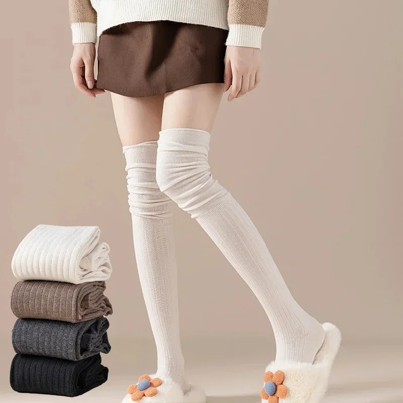 1-10Pairs جوارب طويلة إلى الركب رقيقة طويلة مكدسة الجوارب النسائية عالية بلون المرقعة الجوارب مرونة عالية جوارب الجوارب الطويلة