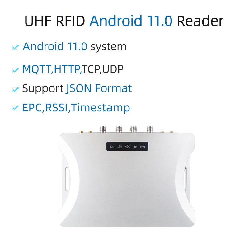 Long Range 4port UHF RFID Reader Android 11.0 Fixed Reader HTTP MQTT Output JSON Format EPC RSSI Timestamp for Sports Timing