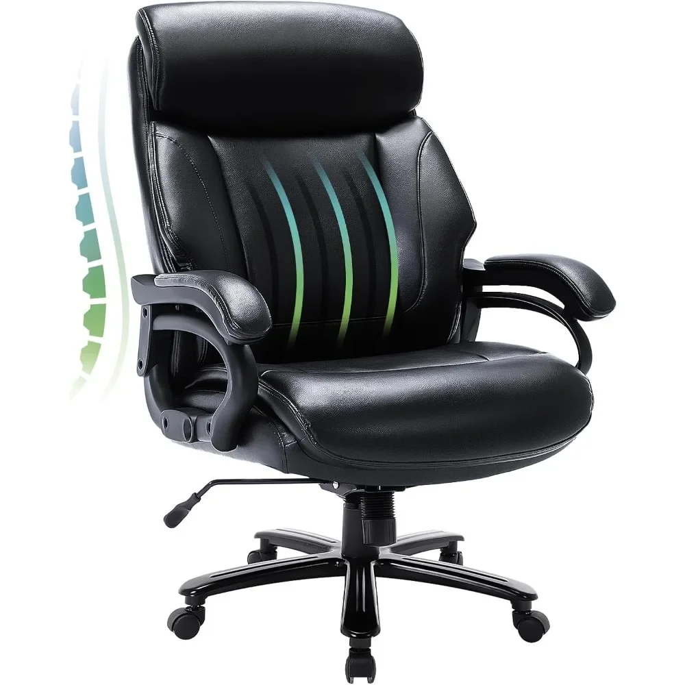 Heavy-duty computer chair office chair, ergonomic computer chair with high back tilt rock and tension,upholstered armrests,black