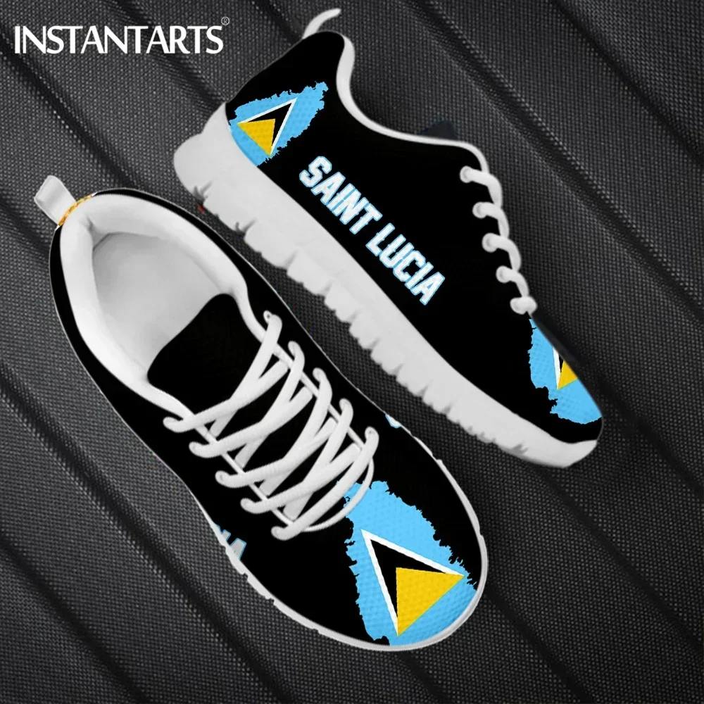 Saint Lucia Flag Design Ladies Flat Shoes Comfortable Lace Up Casual Sneakers For Women Spring Autumn Soft Zapatos