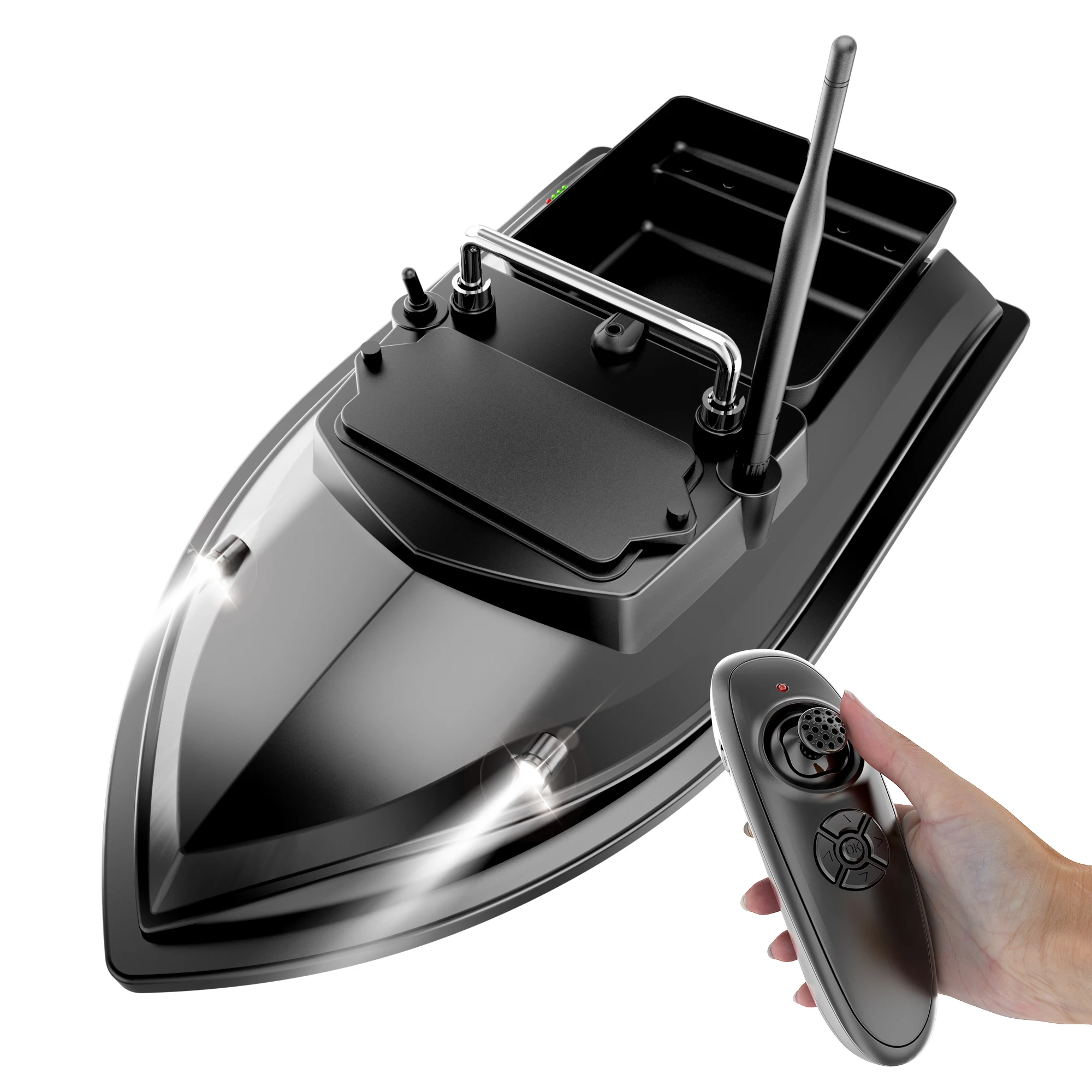 

V050 Wireless Dual Power 500m Cruise Control Remote Control Bait Boat with 4 LED Lights for Fishing